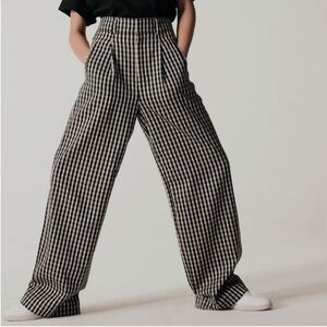 Everlane Way High Drape Pants Trousers checkered size 10